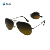 Luxury Brand Designer Retro Gradient Lens Metal Polarized Pilot Foldable Sunglasses
